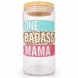 🔥 Badass Mama Tumbler | 16oz Glass + Bamboo Lid & Straw 🔥